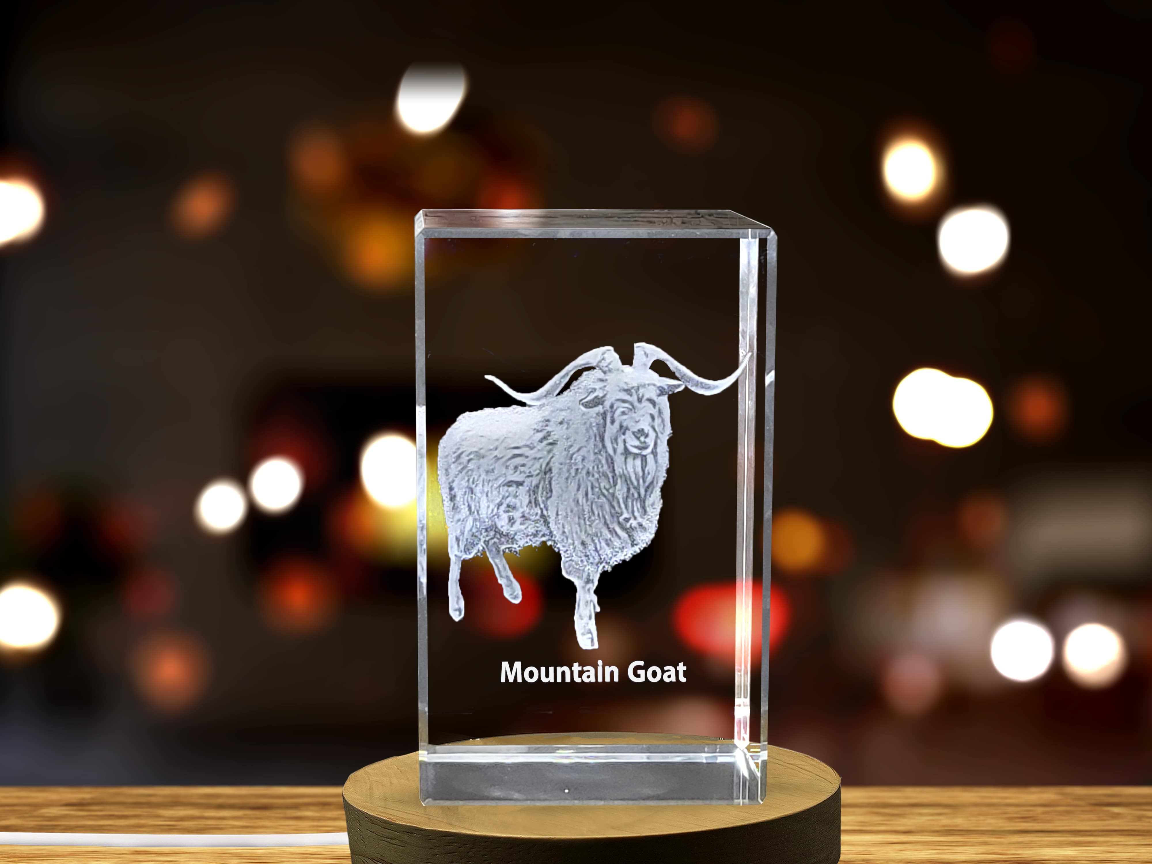 Intricate Mountain Goat Crystal Carvings | Exquisite Gems Etched with Cliff-Dwelling Bovids A&B Crystal Collection