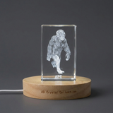 3D Engraved Crystal Recognition Trophy Award with Intricate Ape Design - Unique Gift for Animal Lovers - Custom Award From A&B Crystal Collection