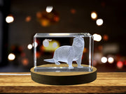 Sculptures en cristal de loutres ludiques | Gemmes exquises gravées avec des mammifères marins