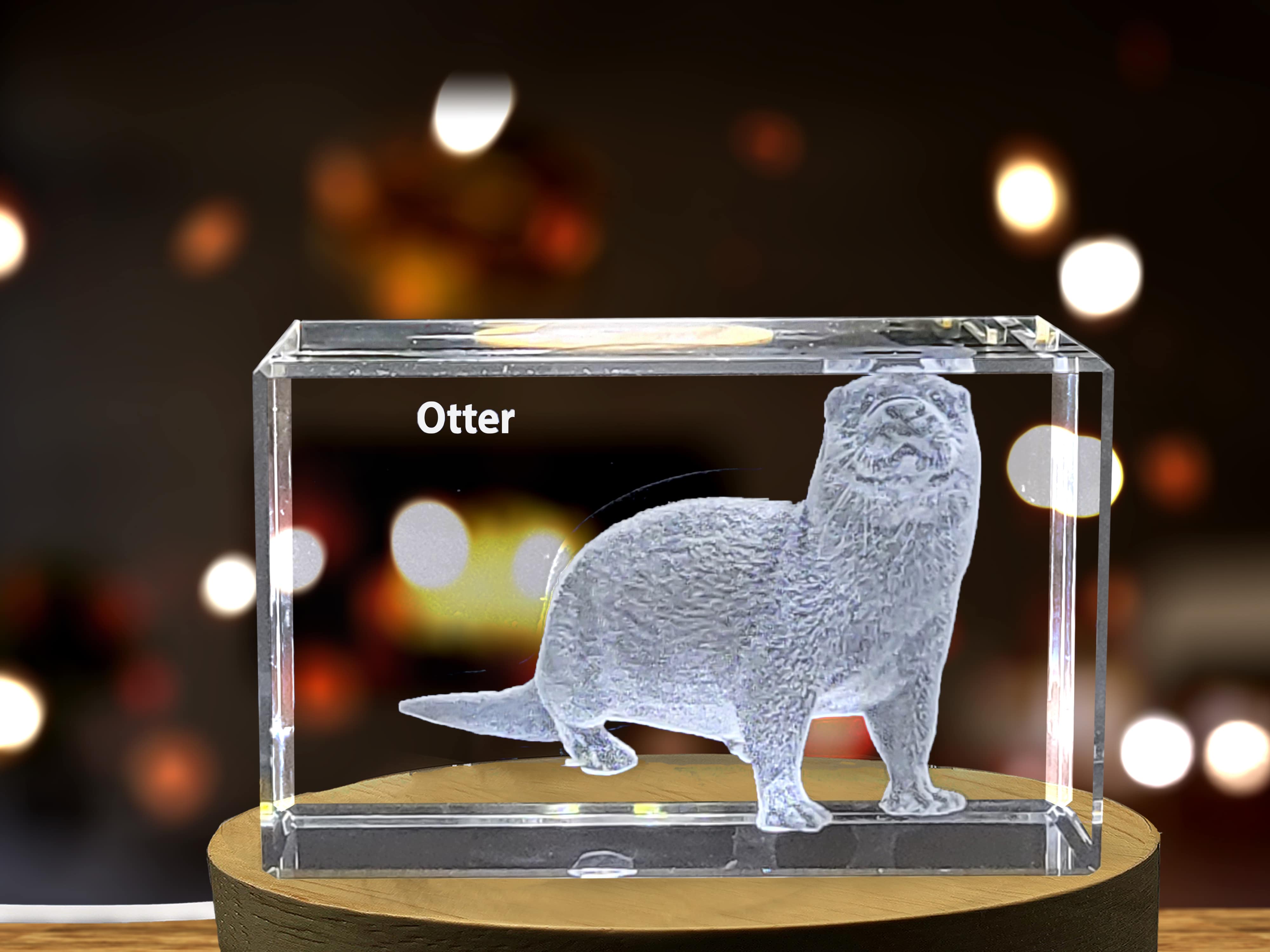 Playful Otter Crystal Carvings | Exquisite Gems Etched with Marine Mammal Tricksters A&B Crystal Collection