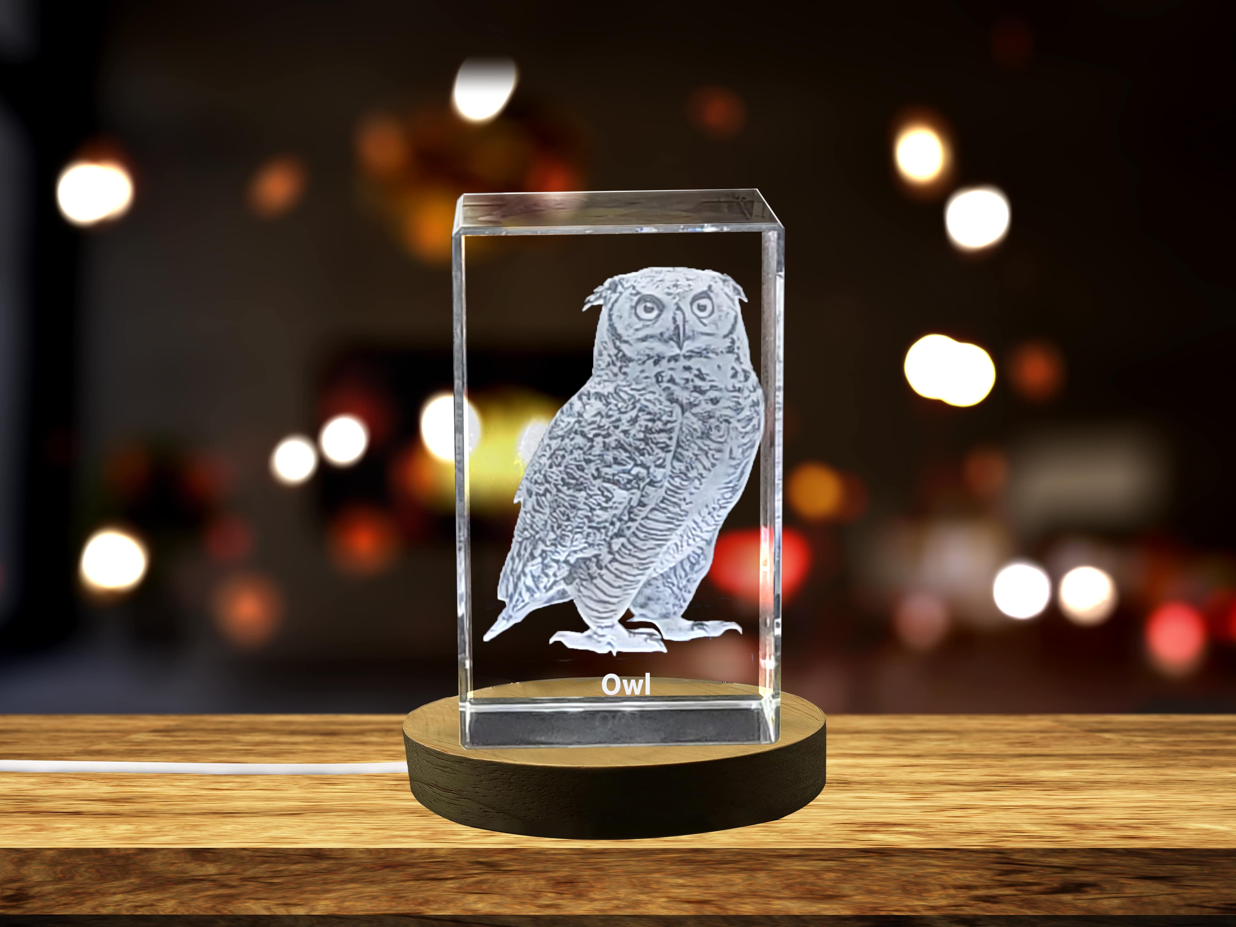 Wise Owl Crystal Carvings | Exquisite Gems Etched with Nocturnal Raptors A&B Crystal Collection