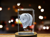 Panda Harmony | Engraved Crystal Keepsake in 3D | Made in Canada | LED Base Light Included A&B Crystal Collection