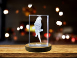 3D Engraved Crystal Parrot Serenade Keepsake - Made in Canada A&B Crystal Collection