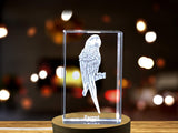 3D Engraved Crystal Parrot Serenade Keepsake - Made in Canada A&B Crystal Collection
