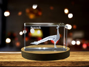 Élégance de paon | Keeprsake à cristal gravé 3D