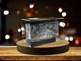 Guernica 3D Engraved Crystal Decor with LED Base Light - Premium Art Collection Gift A&B Crystal Collection