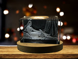 Grande Odalisque 3D Engraved Crystal Decor with LED Base Light A&B Crystal Collection