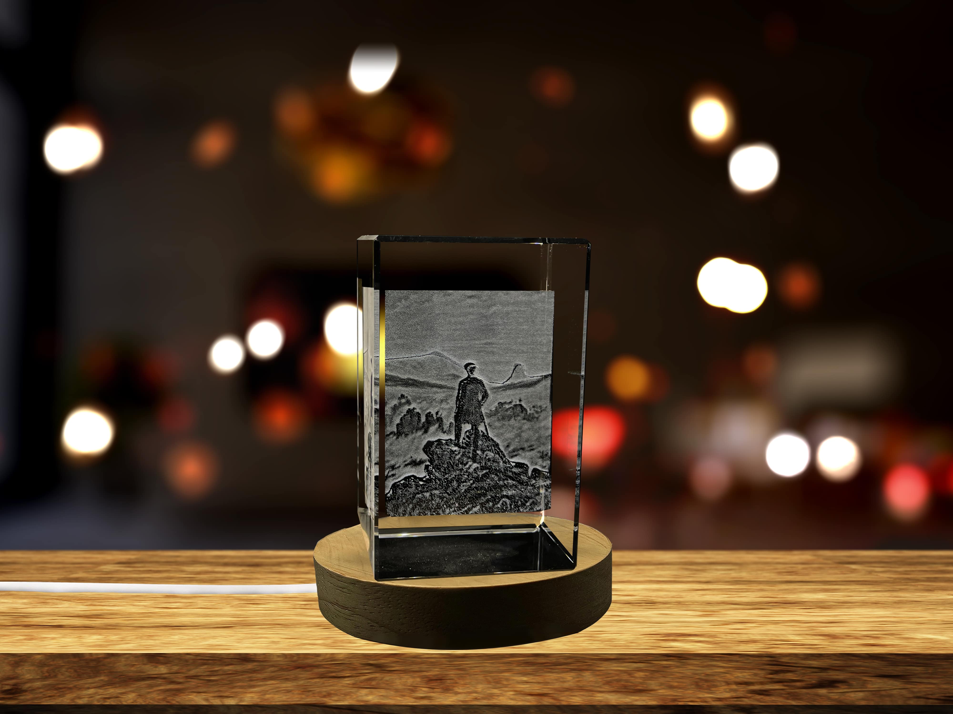 Wanderer above the Sea of Fog 3D Engraved Crystal Keepsake/Gift/Decor/Collectible/Souvenir A&B Crystal Collection