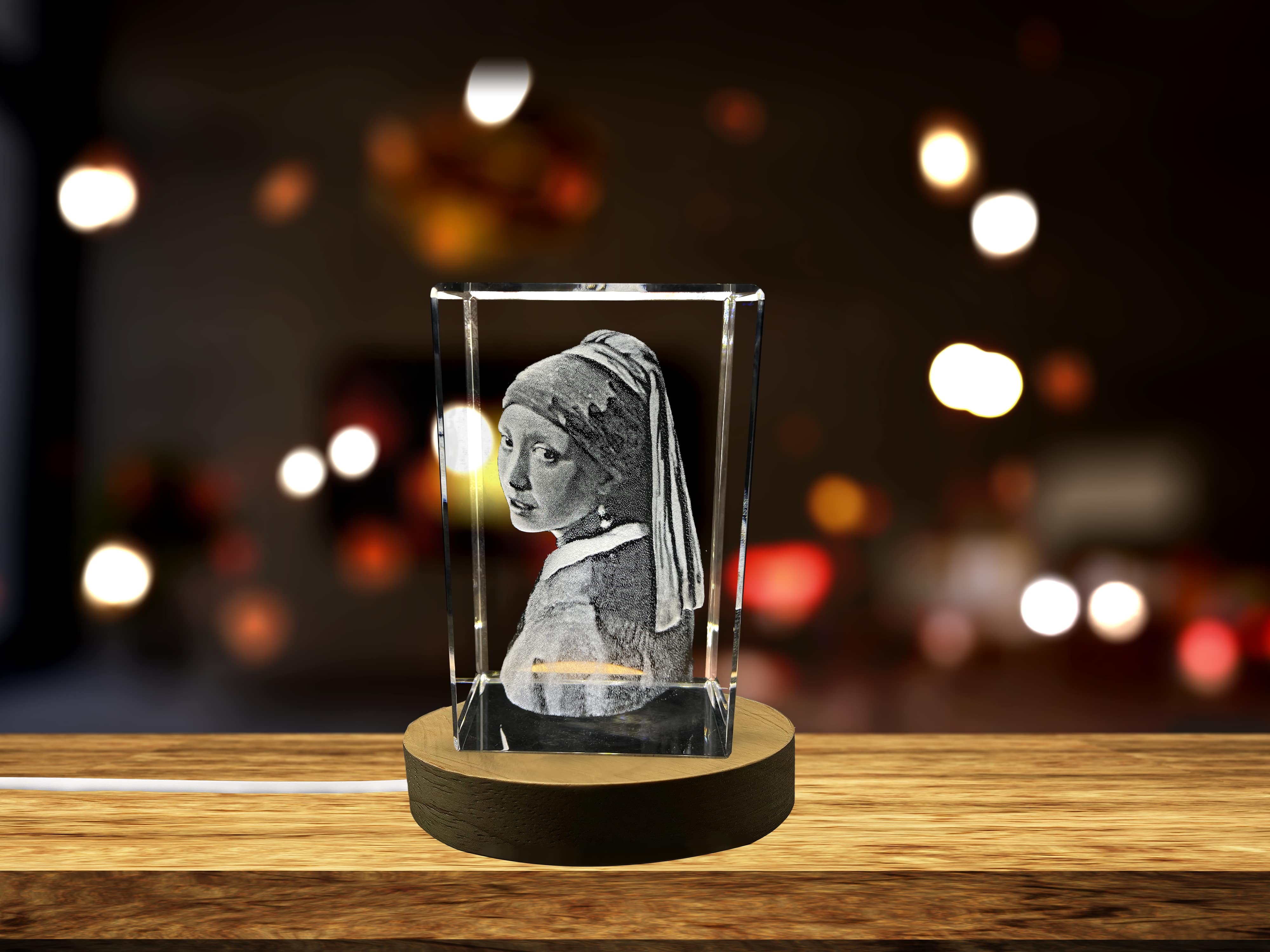 Girl with a Pearl Earring 3D Engraved Crystal Decor A&B Crystal Collection