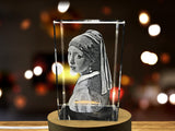 Girl with a Pearl Earring 3D Engraved Crystal Decor A&B Crystal Collection