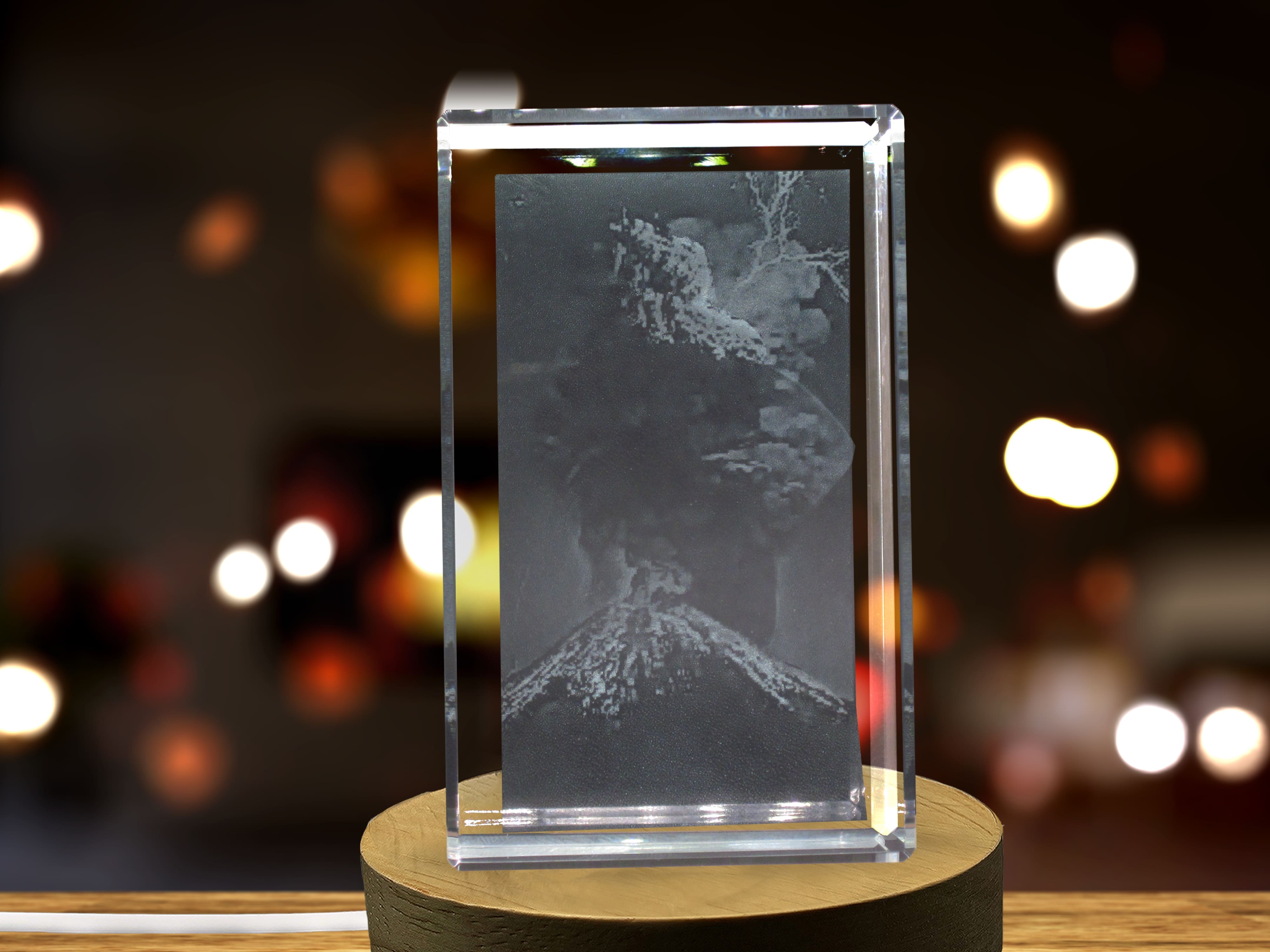 Volcano 3D Engraved Crystal 3D Engraved Crystal Keepsake/Gift/Decor/Collectible/Souvenir A&B Crystal Collection