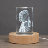 Girl With Pearl Earring 3D 3D Engraved Crystal Trophy Award — Made in Canada - Custom Award From A&B Crystal Collection