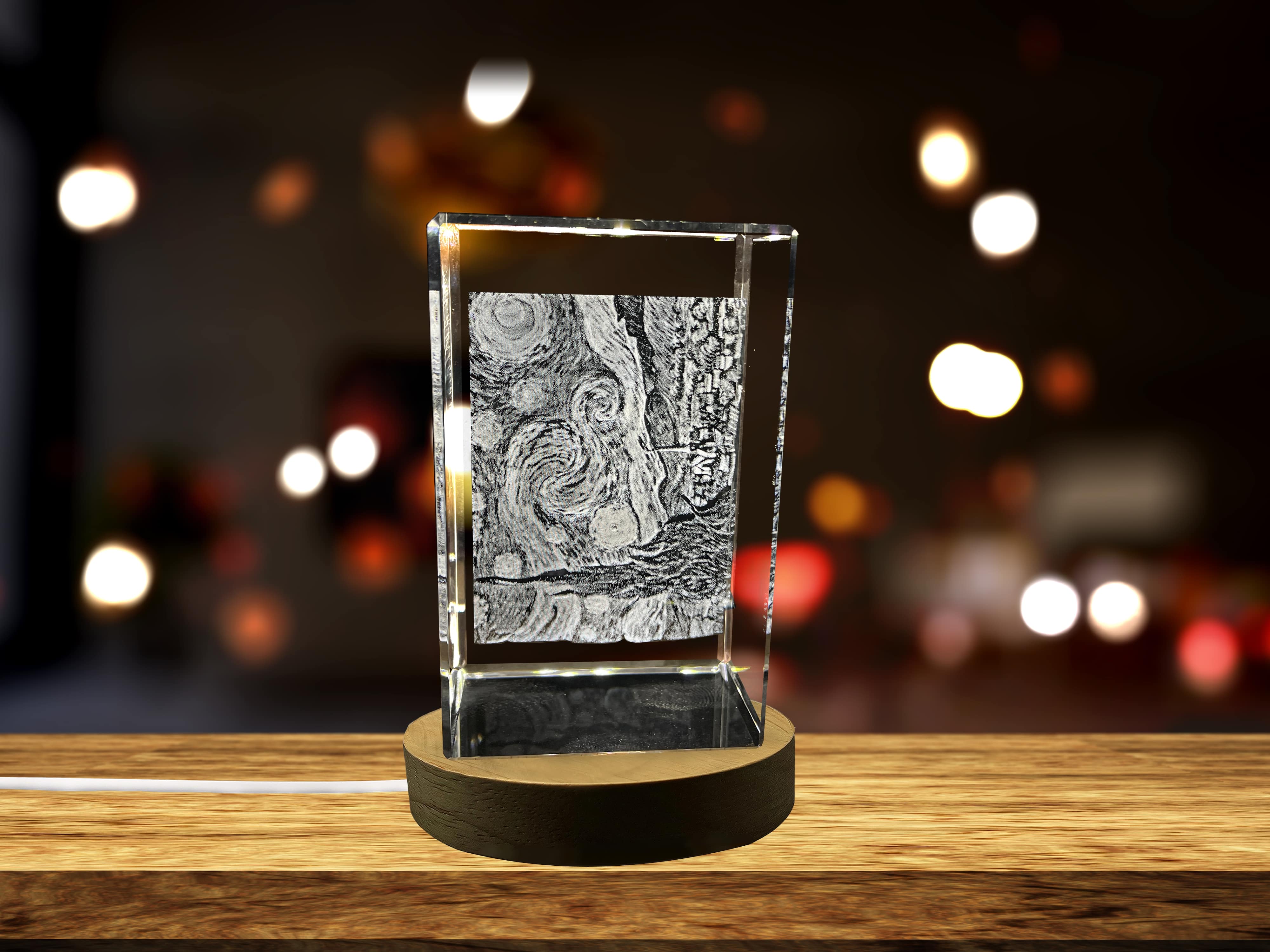 The Starry Night 3D Engraved Crystal Decor A&B Crystal Collection