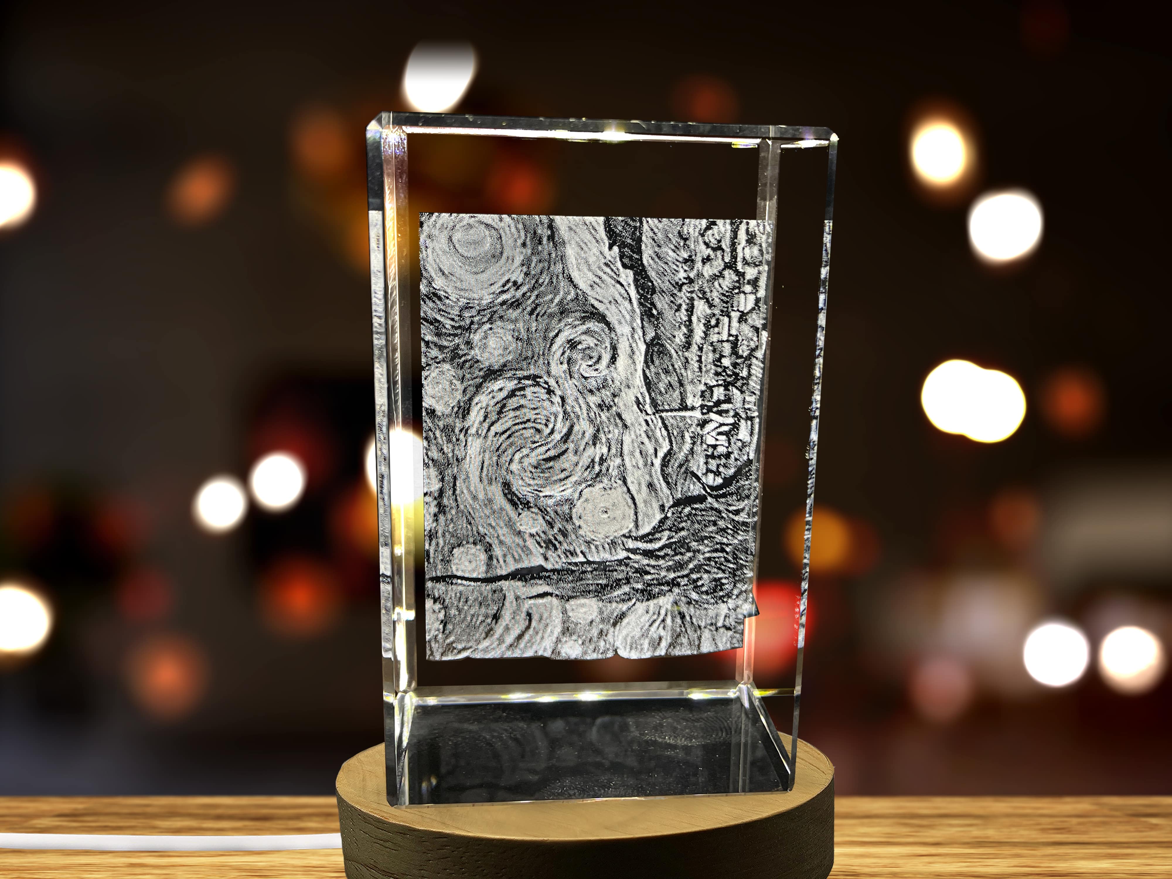 The Starry Night 3D Engraved Crystal Decor A&B Crystal Collection