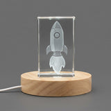 Rocket Space Ship 3D Engraved Crystal Recognition Trophy Award — Made in Canada - Custom Award From A&B Crystal Collection