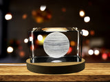 Venus 3D Engraved Crystal Novelty Decor with LED Base Light - Realistic Depiction of 2nd Planet from the Sun, Made in Canada - Sizes: Small to XXL