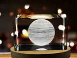 Venus 3D Engraved Crystal Novelty Decor with LED Base Light - Realistic Depiction of 2nd Planet from the Sun, Made in Canada - Sizes: Small to XXL A&B Crystal Collection