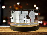 Black Lives Matter Fist 3D Engraved Crystal Keepsake - Illuminated with FREE Round LED Base Light A&B Crystal Collection