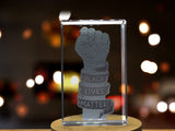 Raised Fist 3D Engraved Crystal 3D Engraved Crystal Keepsake/Gift/Decor/Collectible/Souvenir A&B Crystal Collection
