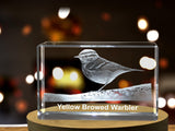 Yellow-Browed Warbler 3D Engraved Crystal 3D Engraved Crystal Keepsake/Gift/Decor/Collectible/Souvenir A&B Crystal Collection