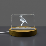 Purple-Rumped Sunbird Crystal Trophy Award - 3D Recognition Keepsake, Made in Canada