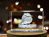 Common Green Magpie 3D Engraved Crystal 3D Engraved Crystal Keepsake/Gift/Decor/Collectible/Souvenir A&B Crystal Collection