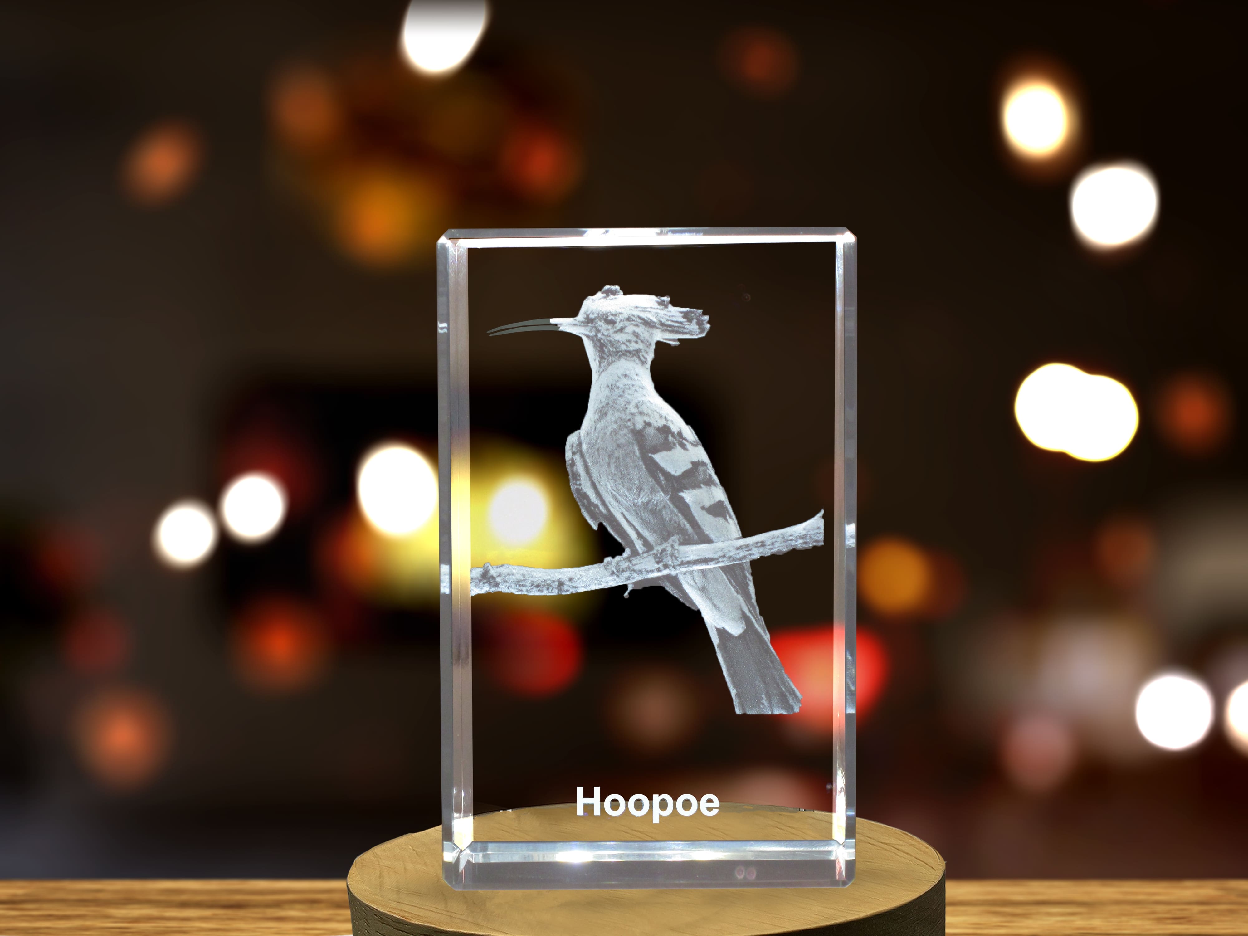 Hoopoe 3D Engraved Crystal 3D Engraved Crystal Keepsake/Gift/Decor/Collectible/Souvenir A&B Crystal Collection