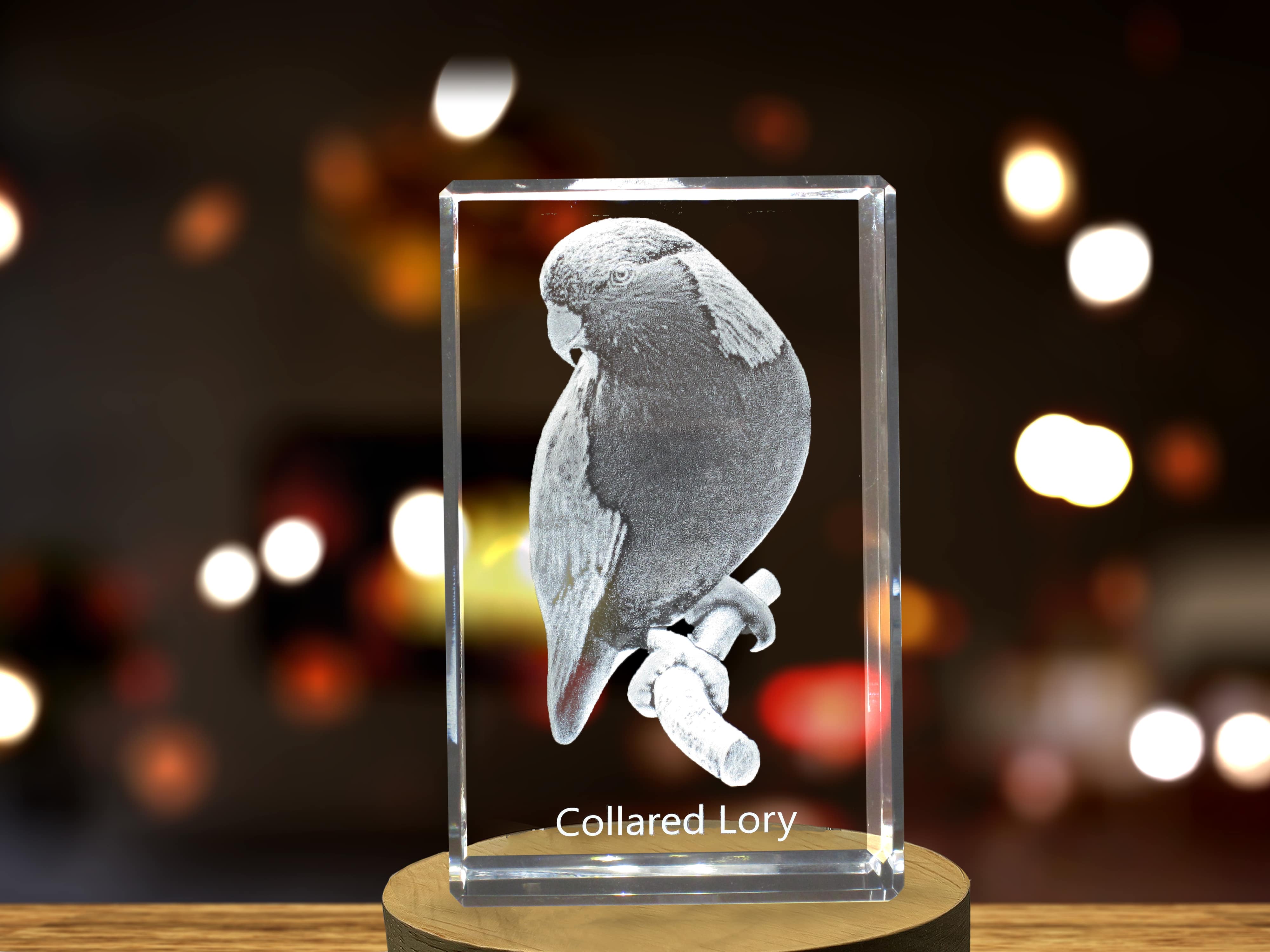 Collared Lory 3D Engraved Crystal | 3D Engraved Crystal Keepsake A&B Crystal Collection