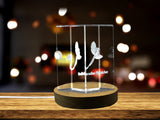 Paradise Flycatcher 3D Engraved Crystal 3D Engraved Crystal Keepsake/Gift/Decor/Collectible/Souvenir A&B Crystal Collection