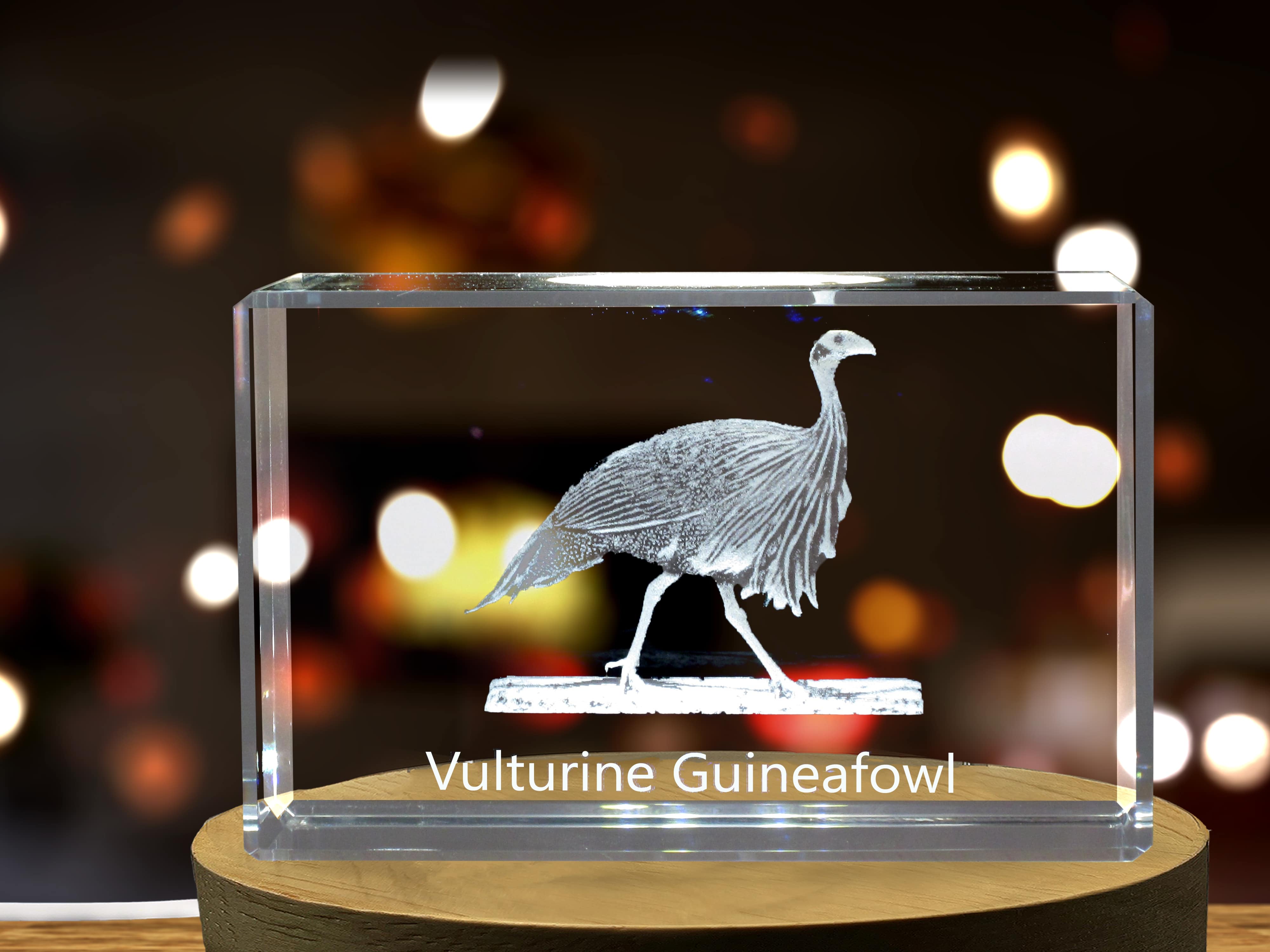 Vulturine Guineafowl 3D Engraved Crystal 3D Engraved Crystal Keepsake/Gift/Decor/Collectible/Souvenir A&B Crystal Collection