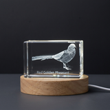 Red Golden Pheasant 3D Engraved Crystal Trophy Award Keepsake Recognition Gift Decor - Custom Award From A&B Crystal Collection