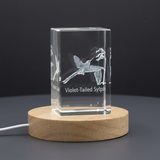 Violet-Tailed Sylph Crystal Recognition Award - 3D Engraved Keepsake for Bird Lovers - Custom Award From A&B Crystal Collection