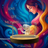 Second Month Foetus 3D Engraved Crystal Trophy Award - Elegant keepsake with LED Base Light for Recognition - Custom Award From A&B Crystal Collection