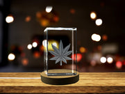 Cannabis Leaf 3D Engraved Crystal