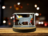 Bengal Cat 3D Engraved Crystal Trophy Award - Unique Pet Keepsake Recognition with LED Base - Custom Award From A&B Crystal Collection