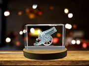 Crystal Circus Cannon Trophy Award - 3D Engraved Recognition Gift with LED Base Light