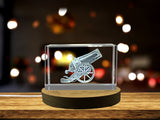 Crystal Circus Cannon Trophy Award - 3D Engraved Recognition Gift with LED Base Light - Custom Award From A&B Crystal Collection