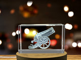 Crystal Circus Cannon Trophy Award - 3D Engraved Recognition Gift with LED Base Light - Custom Award From A&B Crystal Collection
