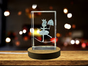 Crystal Circus Umbrella Trophy Award - Recognition 3D Engraved Sculpture with LED Base Light