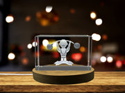 Circus Strongman 3D Engraved Crystal Trophy Award with LED Base Light Recognition Gift