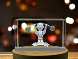 Circus Strongman 3D Engraved Crystal Trophy Award with LED Base Light Recognition Gift - Custom Award From A&B Crystal Collection
