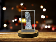 3D Circus Lion Crystal Trophy Award Figurine with LED Base - Unique Recognition Gift