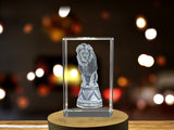3D Circus Lion Crystal Trophy Award Figurine with LED Base - Unique Recognition Gift - Custom Award From A&B Crystal Collection