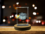 Recognition Award for Drum Enthusiasts - Engraved Crystal Circus Drum Trophy with LED Base