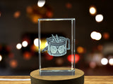 Recognition Award for Drum Enthusiasts - Engraved Crystal Circus Drum Trophy with LED Base - Custom Award From A&B Crystal Collection