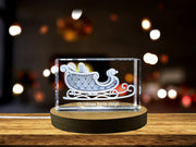 Enchanting Christmas Santa Sleigh | 3D Engraved Crystal Decoration