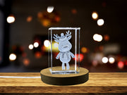 Graceful Reindeer | 3D Engraved Crystal Sculpture - Made-to-Order, 5 Sizes