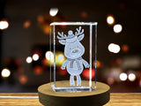 Graceful Reindeer | 3D Engraved Crystal Sculpture A&B Crystal Collection