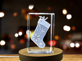 Elegant Christmas Stocking | 3D Engraved Crystal Decoration A&B Crystal Collection