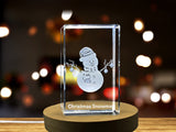 Charming Christmas Snowman | 3D Engraved Crystal Decoration A&B Crystal Collection